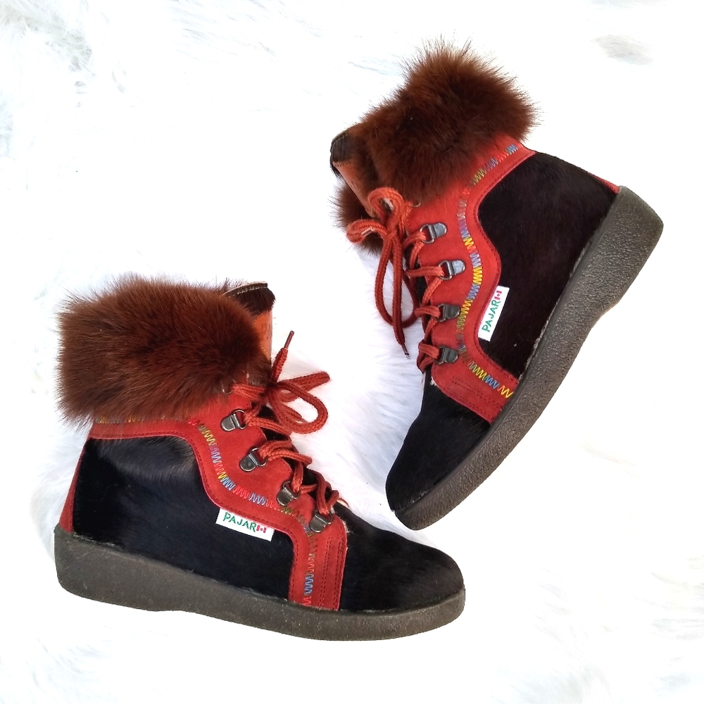 Pajar Red and Brown Lace Up Boots